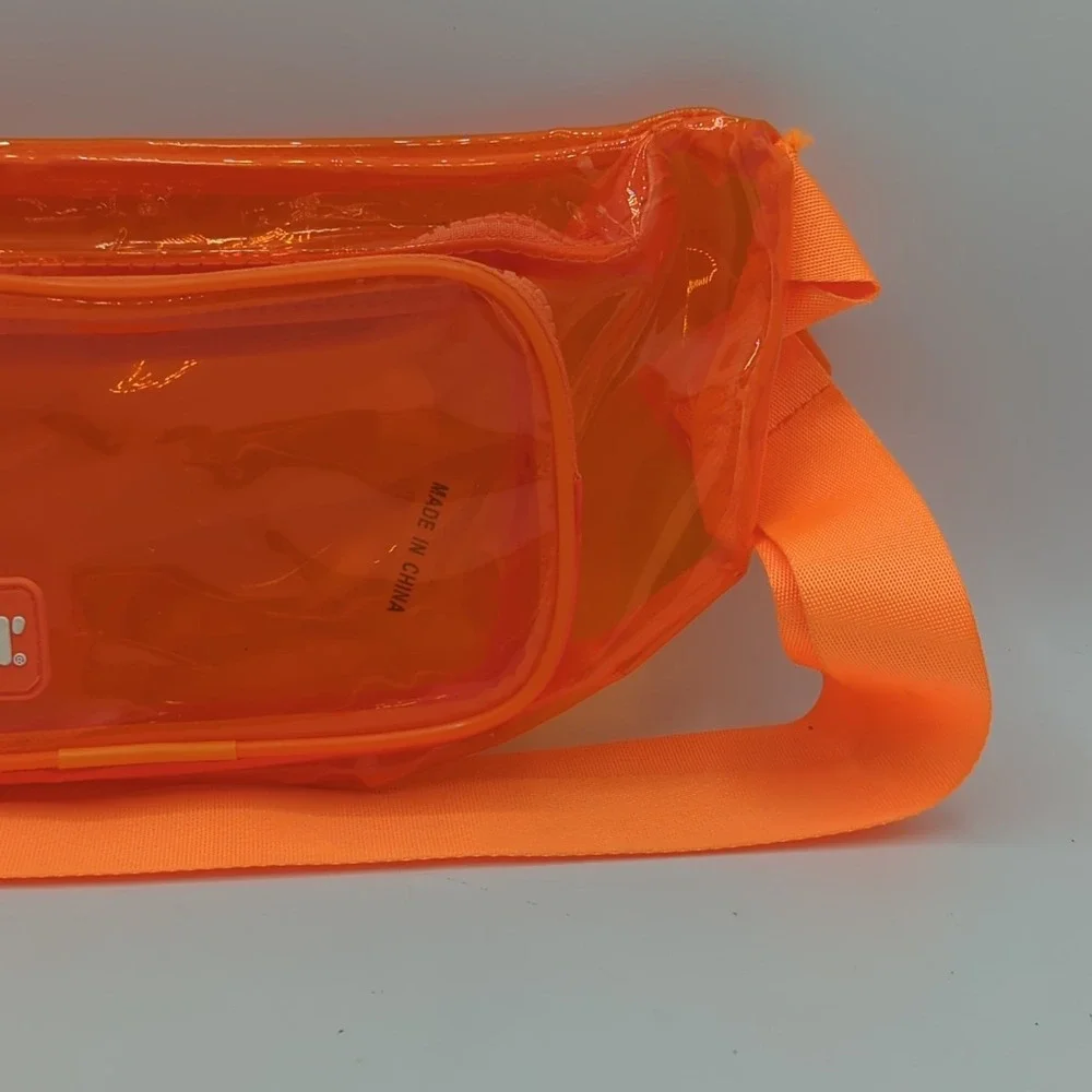 Dunkin Donuts Fanny Pack Bum Bag Hip Pack Orange Neon Clear Logo Collectible
